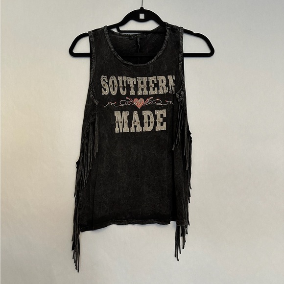T Party Southern Made Fringe Distressed Country Tank Top | Women’s Size Small - Picture 10 of 12